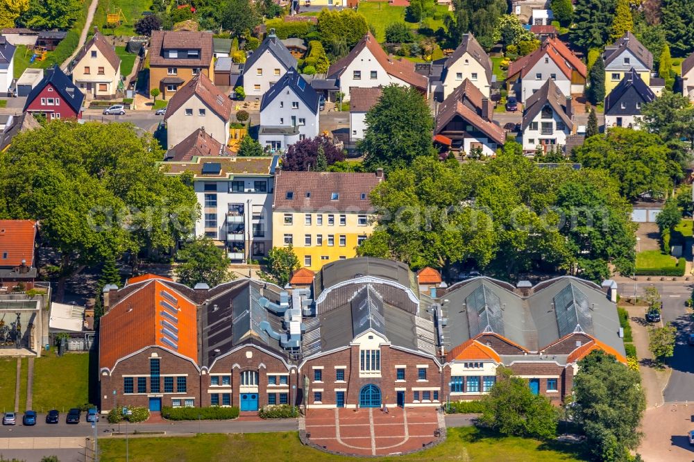 Herne from above - Building of the indoor arena Flottmann-Hallen on Strasse des Bohrhammers in Herne in the state North Rhine-Westphalia, Germany