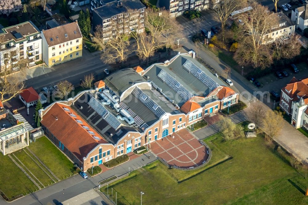 Aerial image Herne - Building of the indoor arena Flottmann-Hallen on Strasse des Bohrhammers in Herne in the state North Rhine-Westphalia, Germany