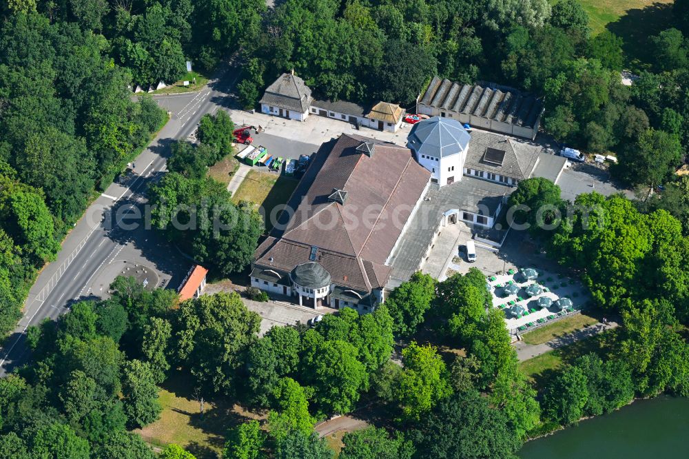 Leipzig from above - Building of the indoor arena Haus Auensee on street Gustav-Esche-Strasse in the district Wahren in Leipzig in the state Saxony, Germany