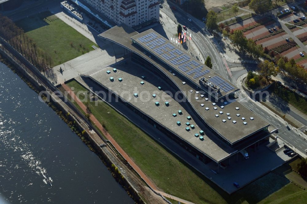 Dresden from the bird's eye view: Building of the indoor arena Internationales Congress Center Dresden on Ostra-Ufer in Dresden in the state Saxony, Germany