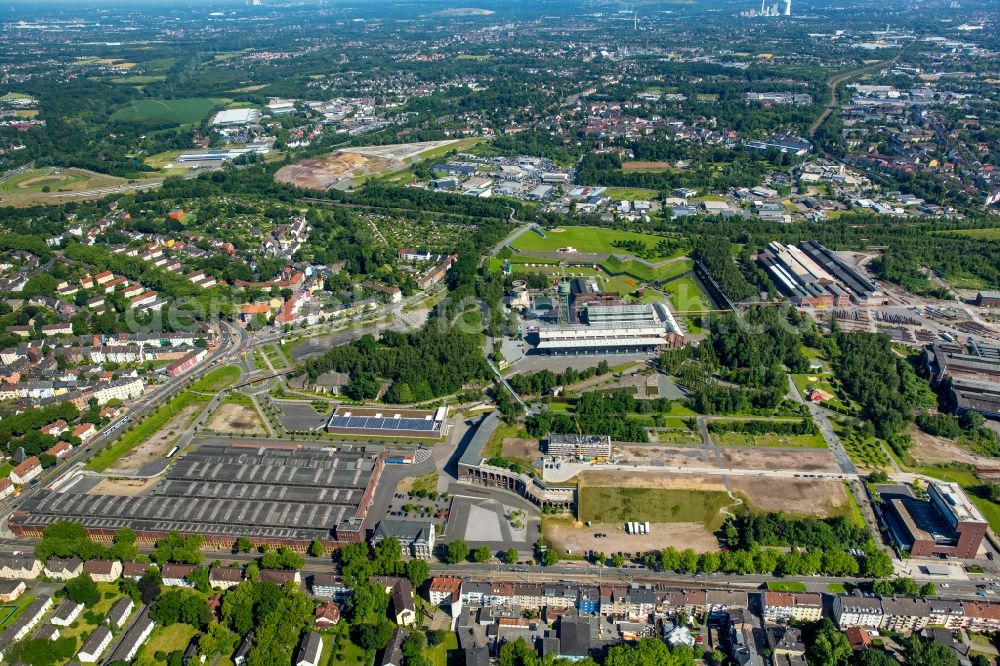 Bochum from the bird's eye view: Building the indoor arena Jahrhunderthalle in Bochum in the state North Rhine-Westphalia