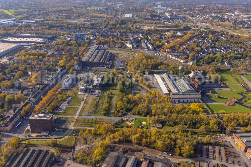 Bochum from the bird's eye view: Building the indoor arena Jahrhunderthalle in Bochum in the state North Rhine-Westphalia