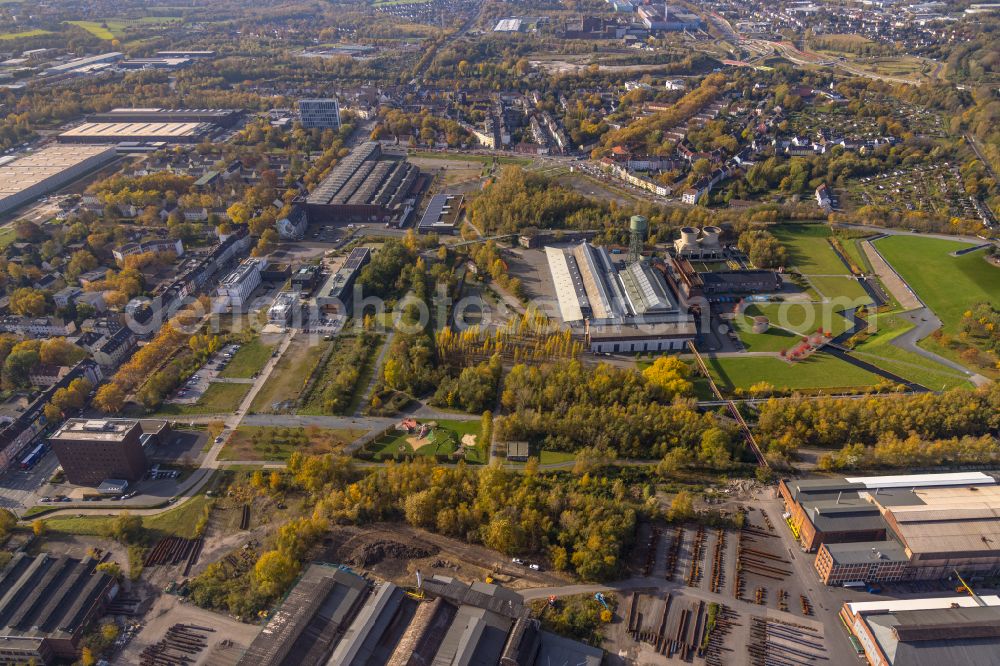 Aerial image Bochum - Building the indoor arena Jahrhunderthalle in Bochum in the state North Rhine-Westphalia