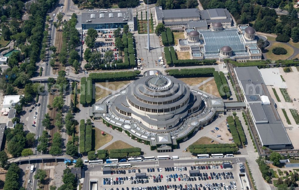 Aerial photograph Wroclaw Breslau - Building the indoor arena Jahrhunderthalle Hala Stulecia Wystawowa in Wroclaw Breslau in Lower Silesia, Poland