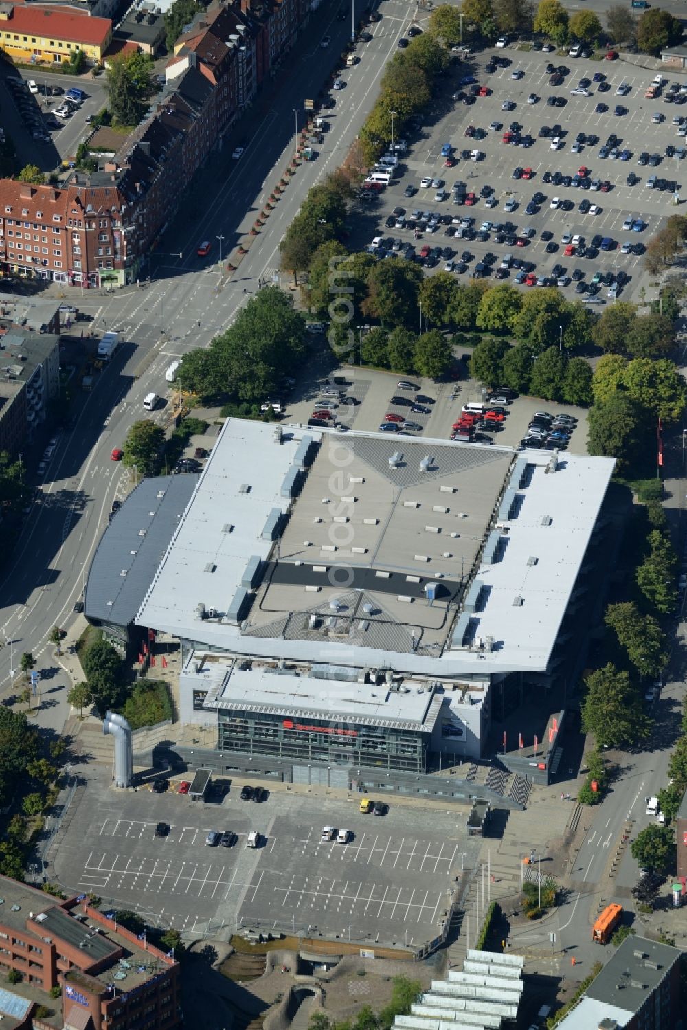 Kiel from the bird's eye view: Building the indoor arena Sparkassen-Arena-Kiel in Kiel in the state Schleswig-Holstein