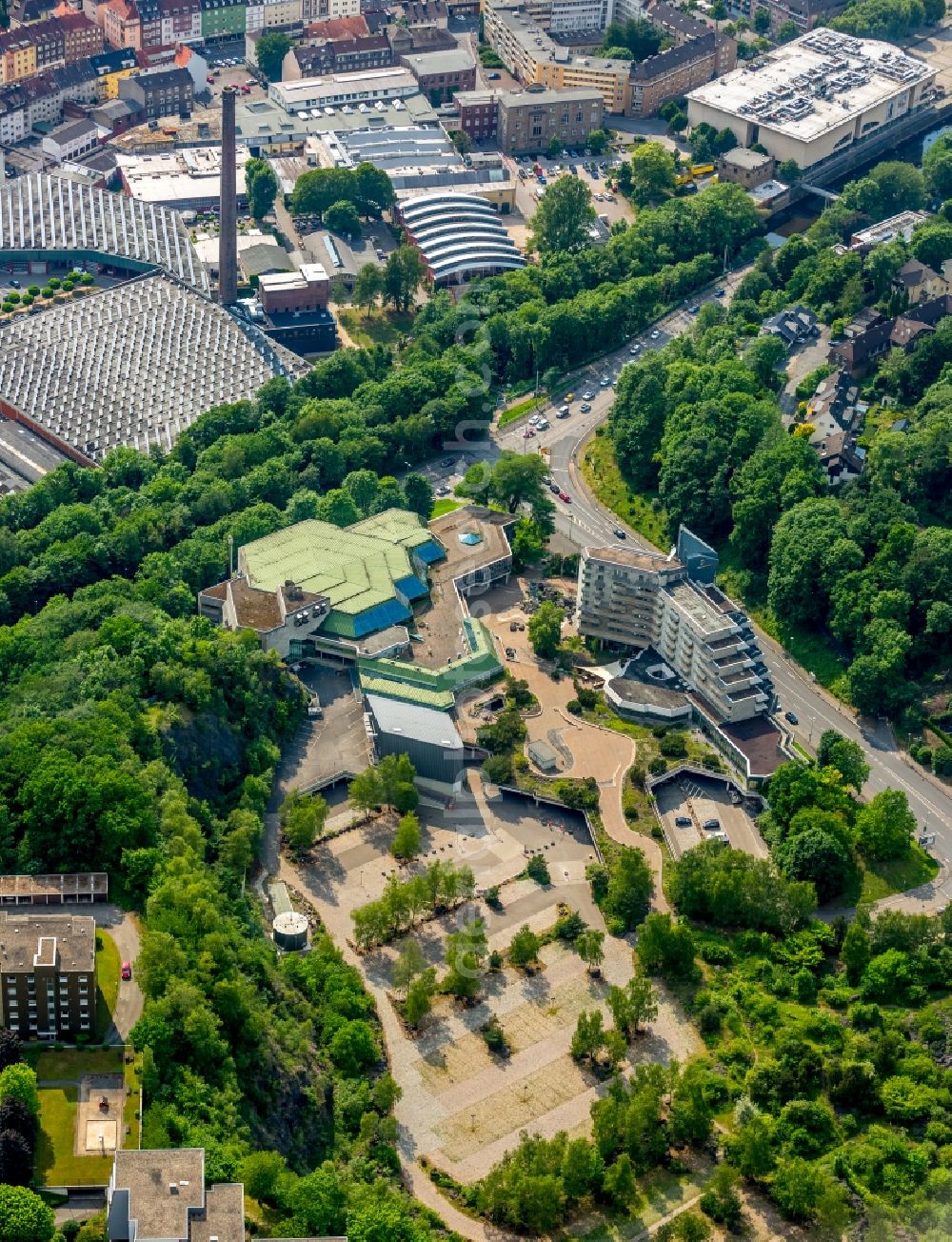 Hagen from the bird's eye view: Building of the indoor arena of KONGRESS- and EVENTPARK STADTHALLE HAGEN GmbH on Wasserloses Tal in Hagen in the state North Rhine-Westphalia, Germany