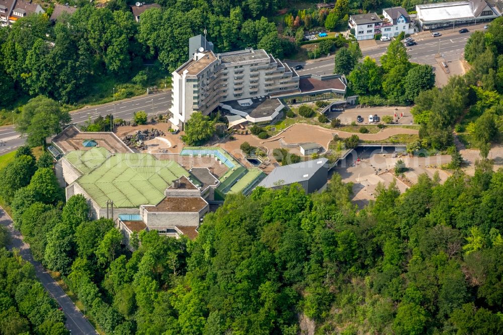 Hagen from above - Building of the indoor arena of KONGRESS- and EVENTPARK STADTHALLE HAGEN GmbH on Wasserloses Tal in Hagen in the state North Rhine-Westphalia, Germany