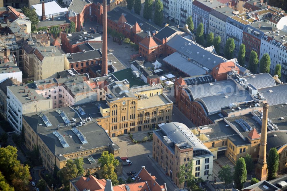 Berlin from above - Building of the indoor arena KulturBrauerei an der Schoenhauser Allee im Stadtteil Prenzlauer Berg in Berlin