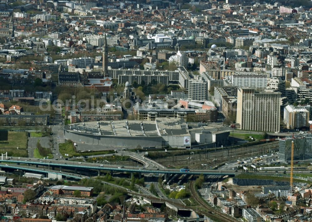 Aerial image Lille - Building the indoor arena Lille Grand Palais on Boulevard des Cites Unies in Lille in Nord-Pas-de-Calais Picardy, France