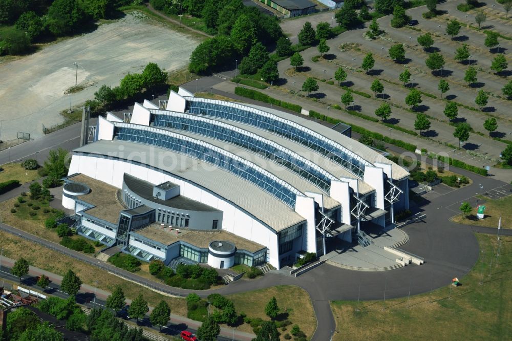 Magdeburg from above - Building the indoor arena GETEC-Arena in Magdeburg in the state Saxony-Anhalt