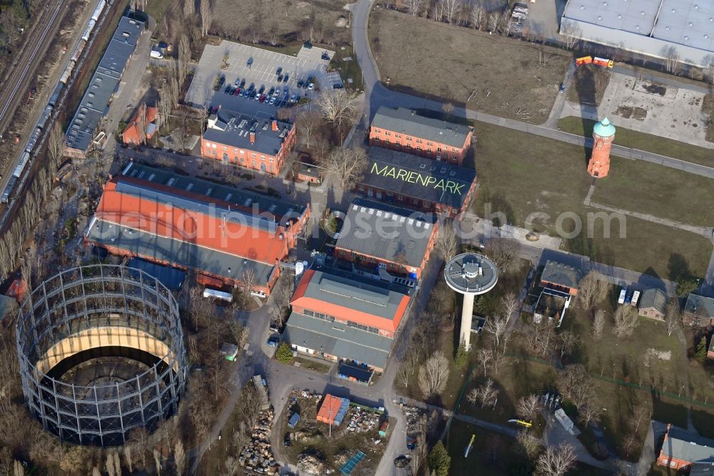 Aerial image Berlin - Building of the indoor arena Marienpark Berlin in the district Mariendorf in Berlin, Germany