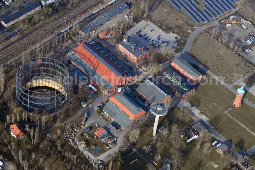 Berlin from above - Building of the indoor arena Marienpark Berlin in the district Mariendorf in Berlin, Germany