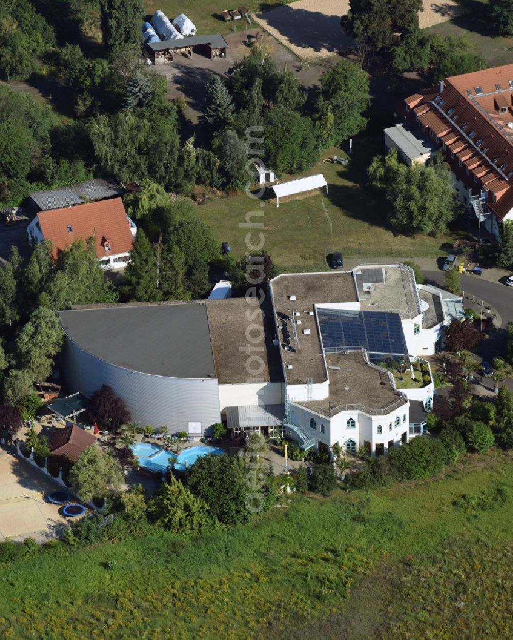 Aerial image Radebeul - Building of the event site MEGA-DROME Radebeul in Radebeul in the state Saxony