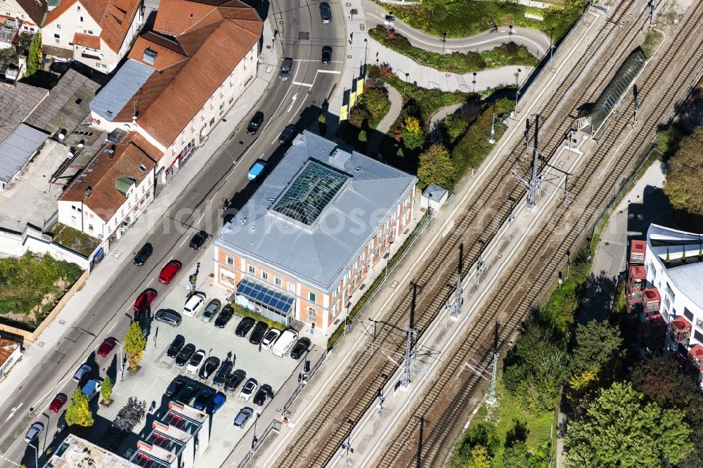 Aerial photograph Memmingen - Building of the indoor arena MEWO Kunsthalle in Memmingen in the state Bavaria, Germany