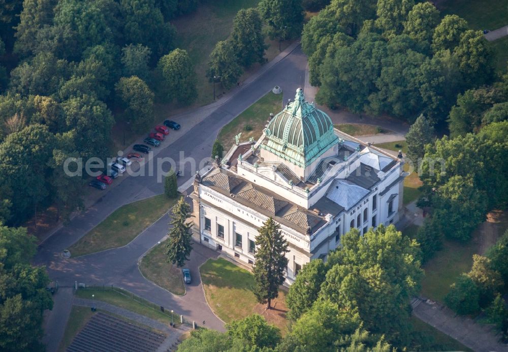 Aerial image Zgorzelec - Building of the indoor arena Oberlausitzer Gedenkhalle in Zgorzelec in Woiwodschaft Niederschlesien, Poland