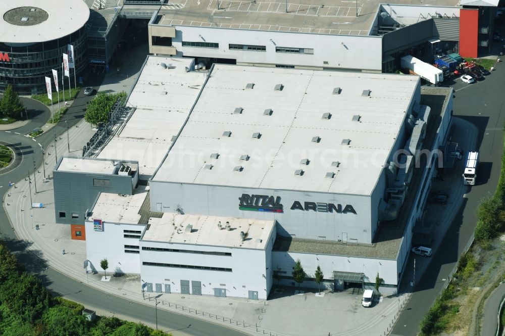 Aerial image Wetzlar - Building of the indoor arena Rittal Arena Wetzlar on Wolfgang-Kuehle-Strasse in Wetzlar in the state Hesse, Germany