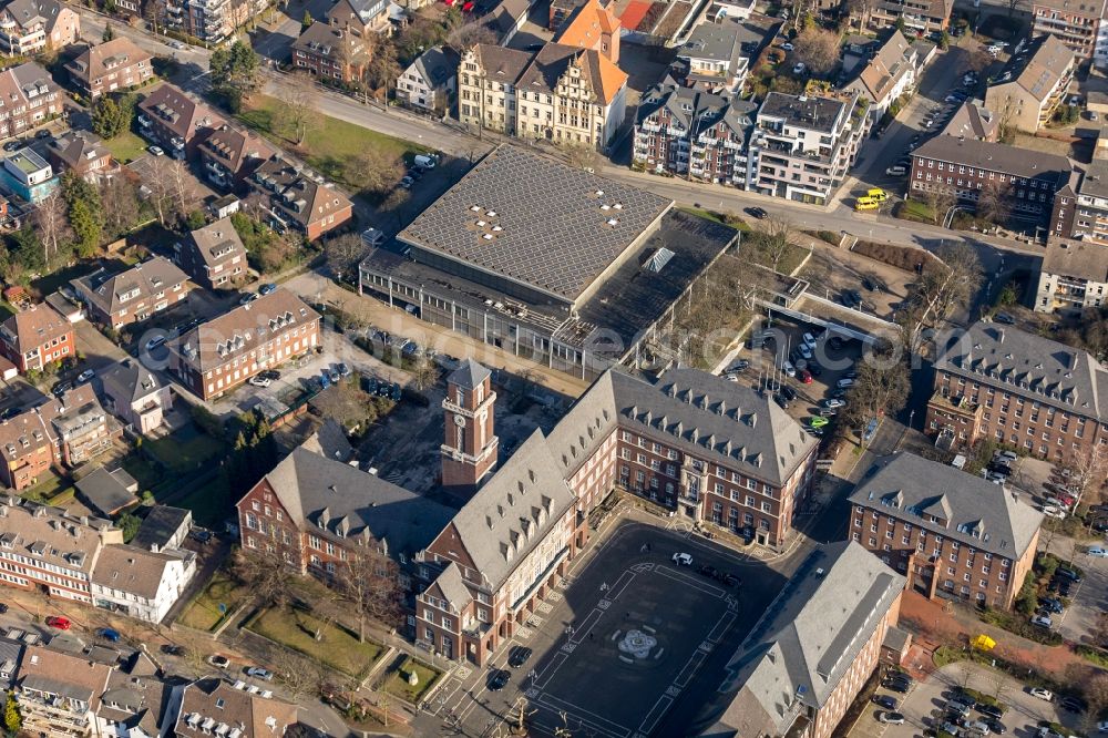 Bottrop from above - Building the indoor arena Saalbau in Bottrop in the state North Rhine-Westphalia