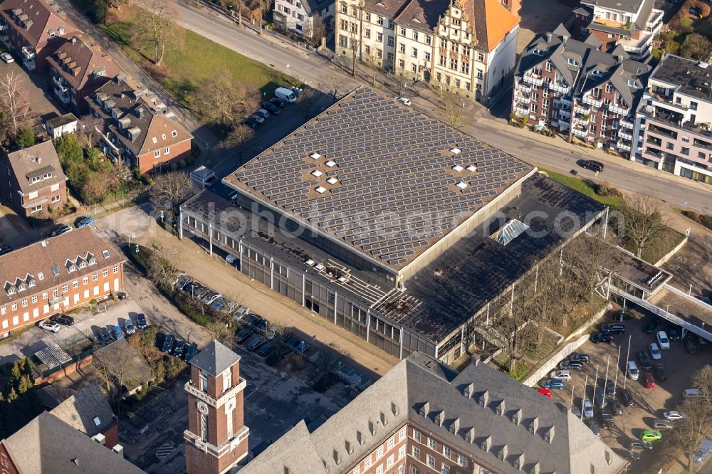 Bottrop from the bird's eye view: Building the indoor arena Saalbau in Bottrop in the state North Rhine-Westphalia