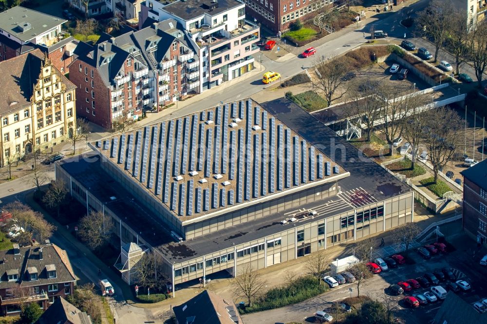 Bottrop from above - Building the indoor arena Saalbau on Droste-Huelshoff-Platz in Bottrop in the state North Rhine-Westphalia