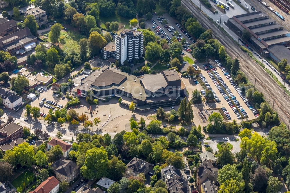 Aerial image Witten - Building of the indoor arena Saalbau Witten on Bergerstrasse in Witten in the state North Rhine-Westphalia, Germany