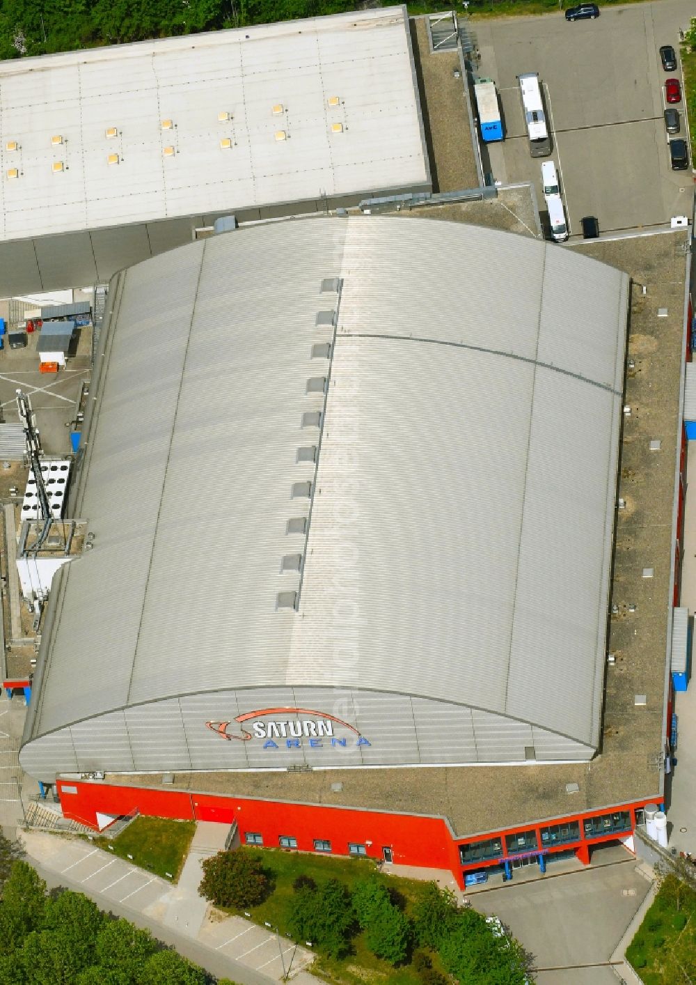 Aerial photograph Ingolstadt - Building of the indoor arena Saturn Arena on Suedliche Ringstrasse in Ingolstadt in the state Bavaria, Germany