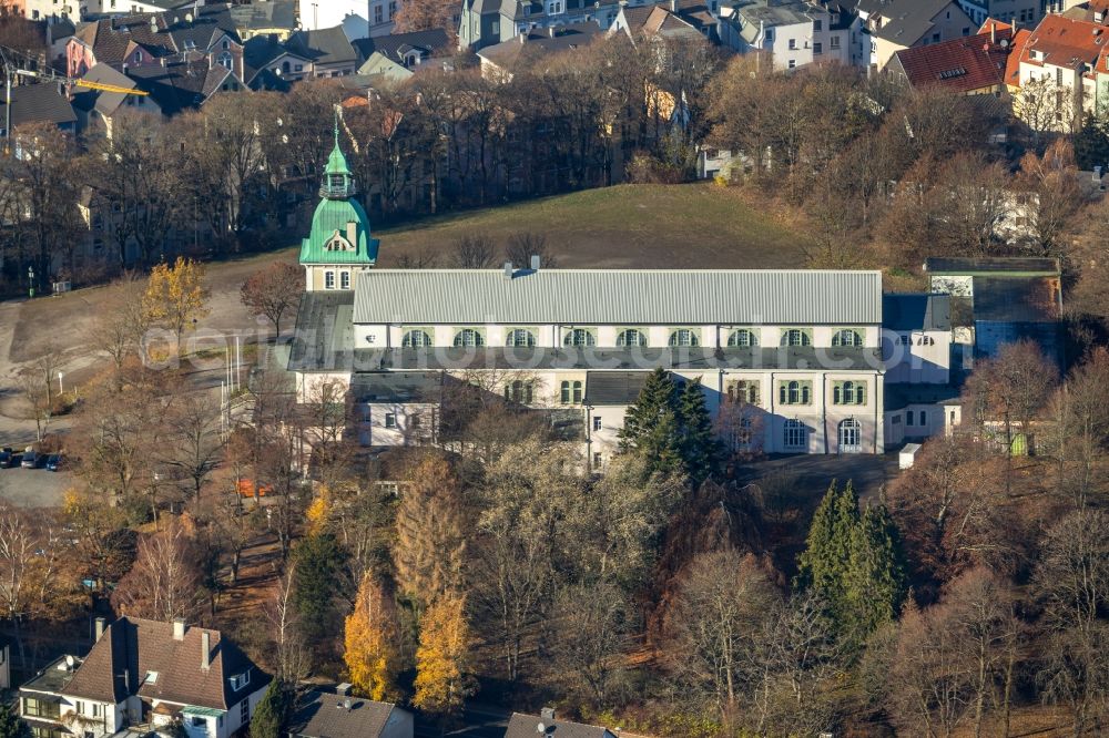 Lüdenscheid from above - Building of the indoor arena Schuetzenhalle on Reckenstrasse in Luedenscheid in the state North Rhine-Westphalia, Germany