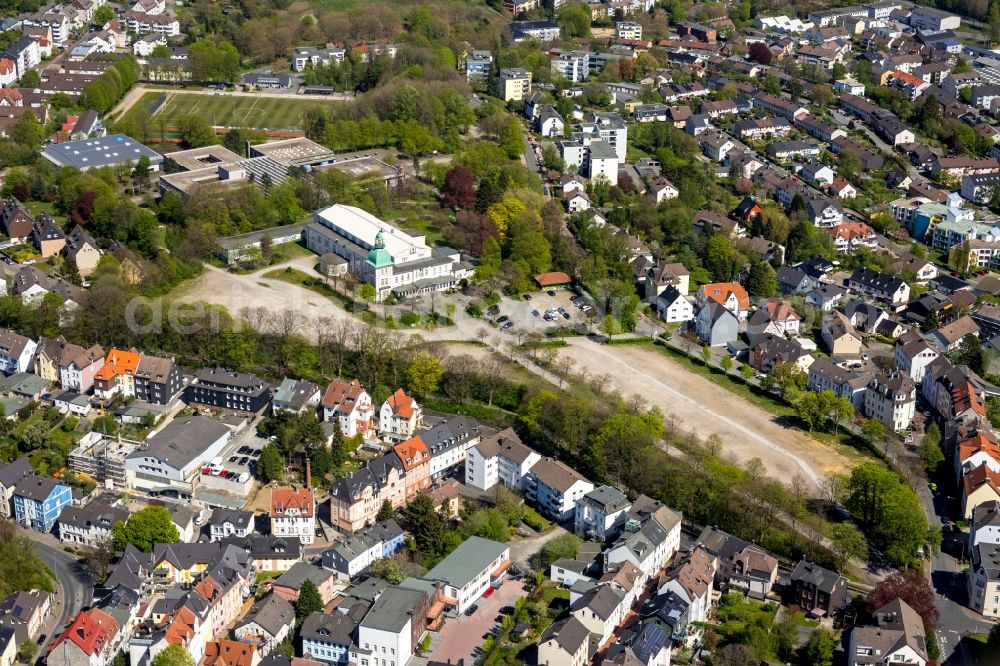 Aerial image Lüdenscheid - Building of the indoor arena Schuetzenhalle on Reckenstrasse in Luedenscheid in the state North Rhine-Westphalia, Germany