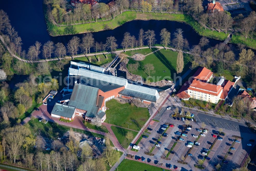 Stade from above - Building of the indoor arena Stadeum in Stade in the state Lower Saxony, Germany