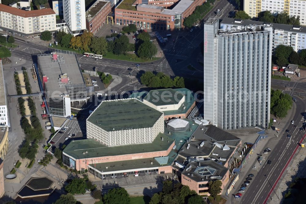 Chemnitz from above - Building of the indoor arena - Stadthalle Chemnitz at the Theaterstrasse in Chemnitz in the state Saxony