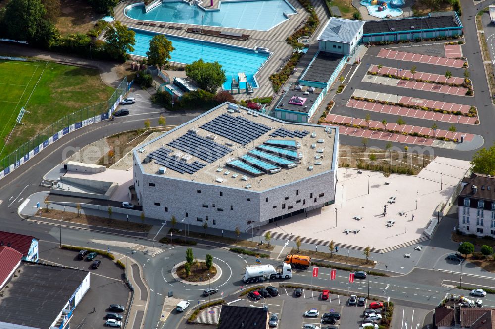 Aerial photograph Lohr am Main - Building of the indoor arena Stadthalle on street Jahnstrasse in Lohr am Main in the state Bavaria, Germany