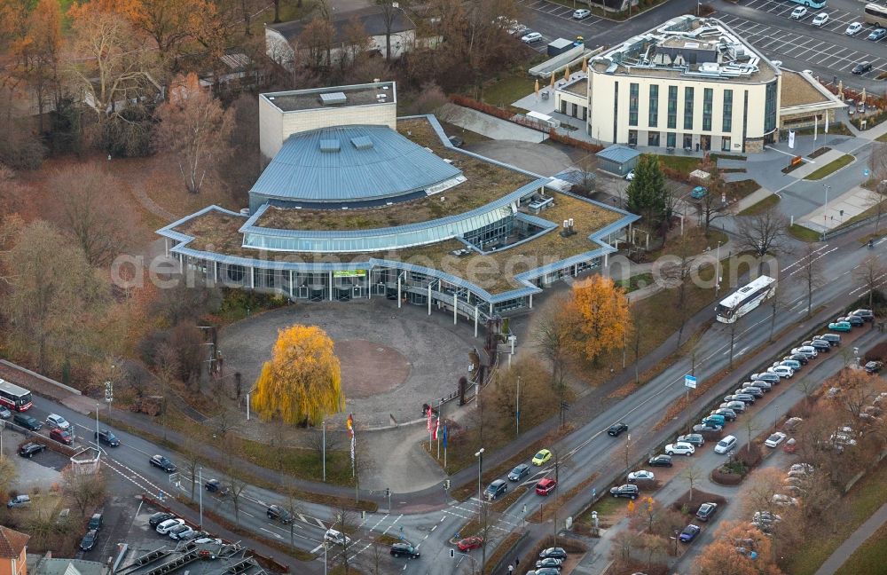 Aerial image Soest - Building of the indoor arena Stadthalle Soest on Dasselwall in Soest in the state North Rhine-Westphalia, Germany