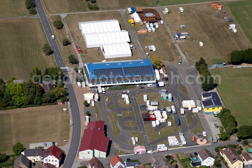 Lauda-Königshofen from above - Building of the indoor arena Tauber-Franken-Halle in Lauda-Koenigshofen in the state Baden-Wurttemberg, Germany