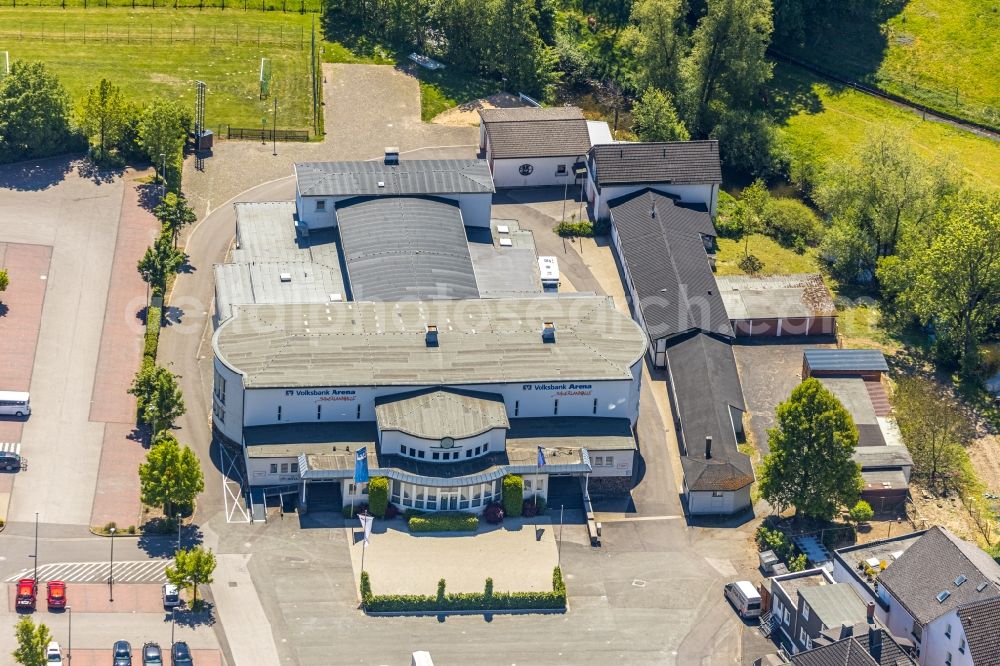 Aerial image Lennestadt - Building of the indoor arena of Volksbank-Arena Sauerlandhalle on Helmut-Kumpf-Strasse in the district Altenhundem in Lennestadt in the state North Rhine-Westphalia, Germany