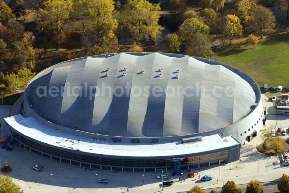 Braunschweig from above - Building of the indoor arena Volkswagen Halle on Europaplatz in Brunswick in the state Lower Saxony, Germany