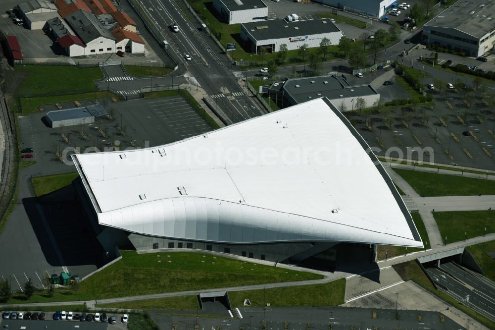 Saint-Etienne from above - Building the indoor arena Zenith de St Etienne in Saint-Etienne in Auvergne Rhone-Alpes, France