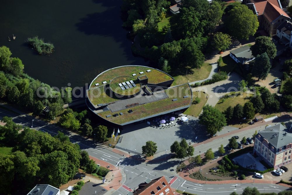 Aerial image Waren (Müritz) - Building of the convention center Mueritzeum in Waren (Mueritz) in Mecklenburg-Western Pomerania