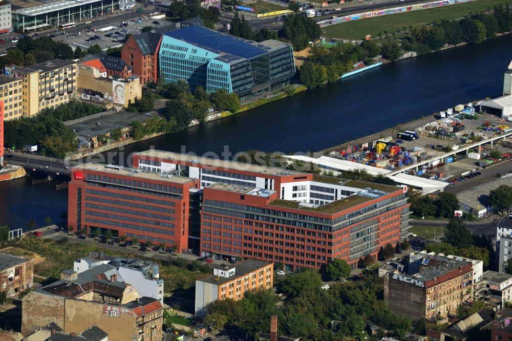 Aerial image Berlin - verdi - union headquarters on the River Spree in Friedrichshain-Kreuzberg district in Berlin