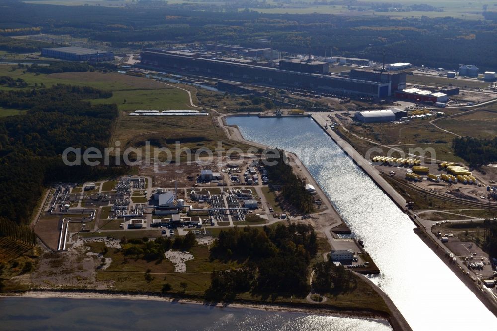 Lubmin from the bird's eye view: Compressor Stadium and pumping station for natural gas Nordstream 1 in Lubmin in the state Mecklenburg - Western Pomerania, Germany