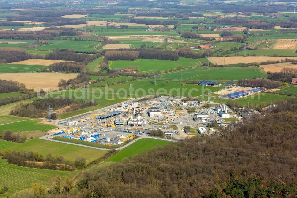 Werne from the bird's eye view: Compressor Stadium and pumping station for natural gas of Open Grid Europe in Werne in the state North Rhine-Westphalia