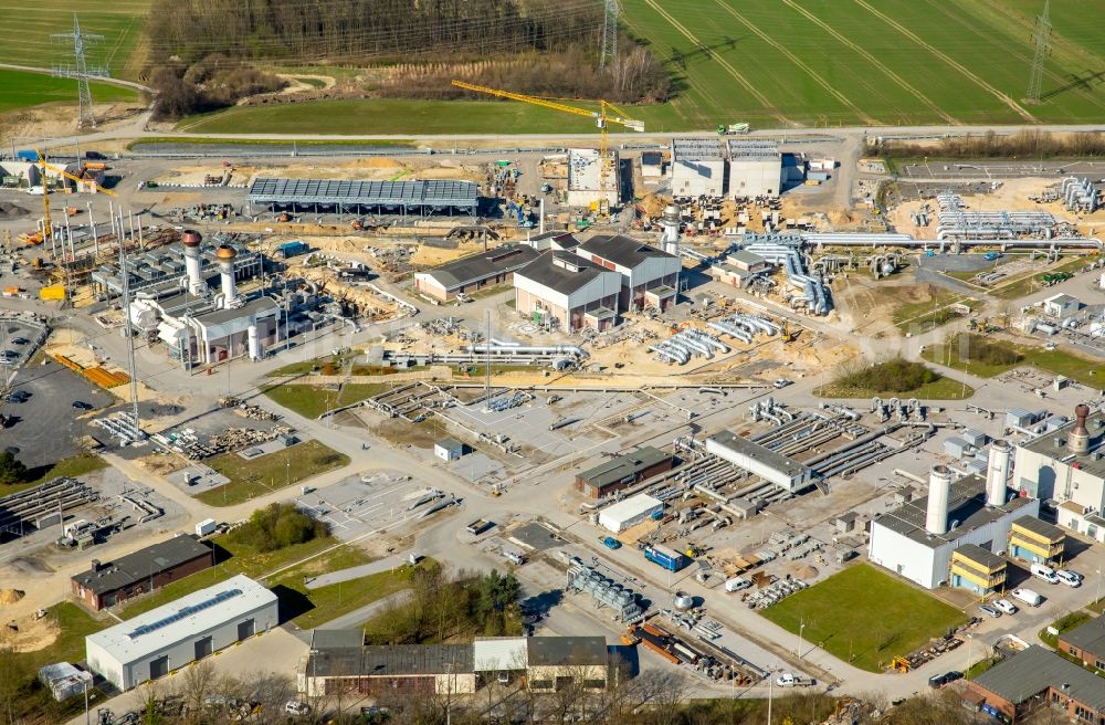 Werne from the bird's eye view: Compressor Stadium and pumping station for natural gas of Open Grid Europe in Werne in the state North Rhine-Westphalia