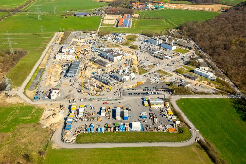 Werne from the bird's eye view: Compressor Stadium and pumping station for natural gas of Open Grid Europe in Werne in the state North Rhine-Westphalia