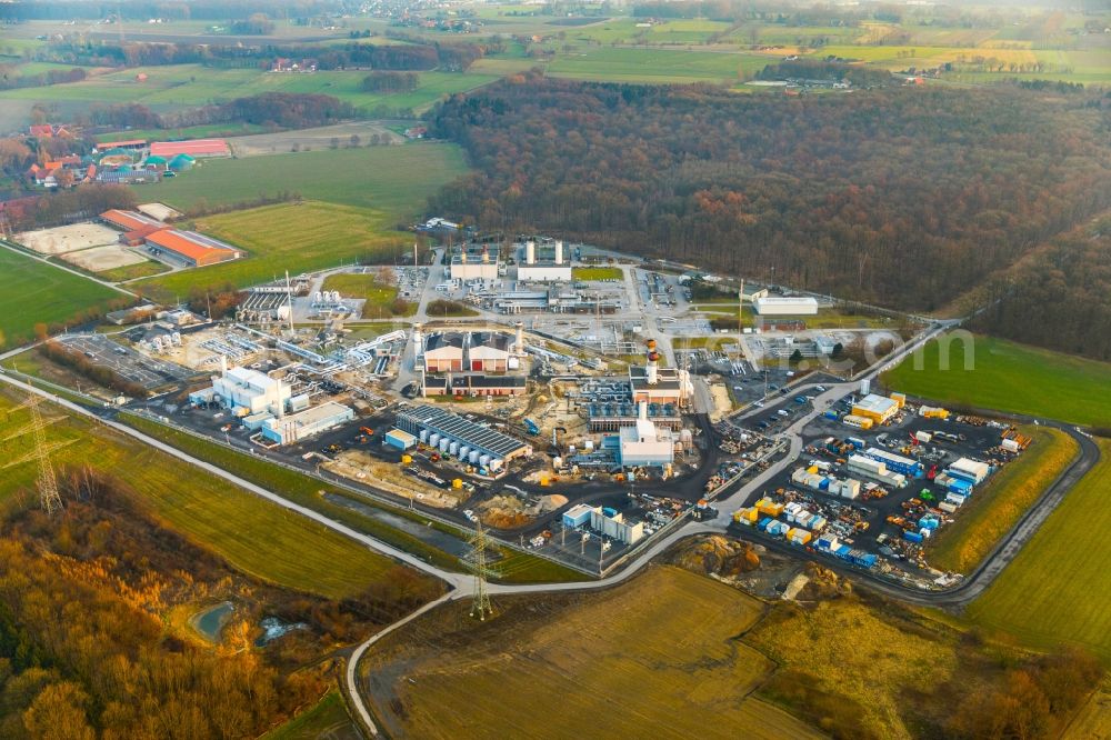 Werne from above - Compressor Stadium and pumping station for natural gas of Open Grid Europe in Werne in the state North Rhine-Westphalia