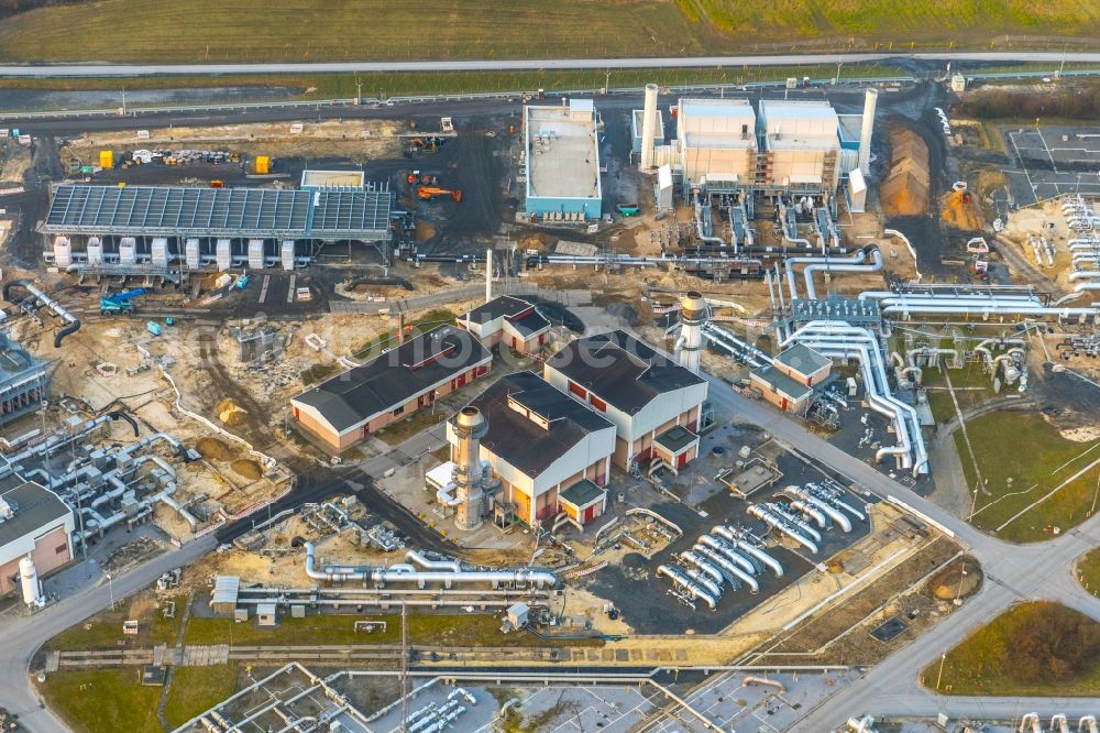 Werne from the bird's eye view: Compressor Stadium and pumping station for natural gas of Open Grid Europe in Werne in the state North Rhine-Westphalia