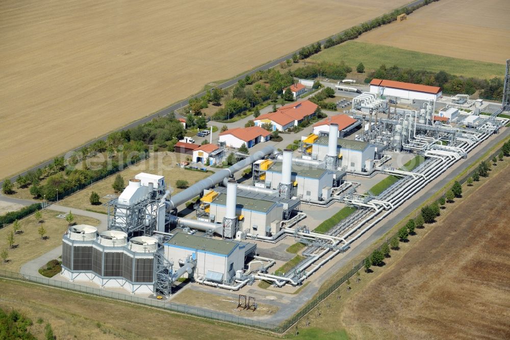 Aerial image Mallnow - Compressor station and pumping station for Erdgasder GASCADE Gastransport GmbH in Mallnow in Brandenburg