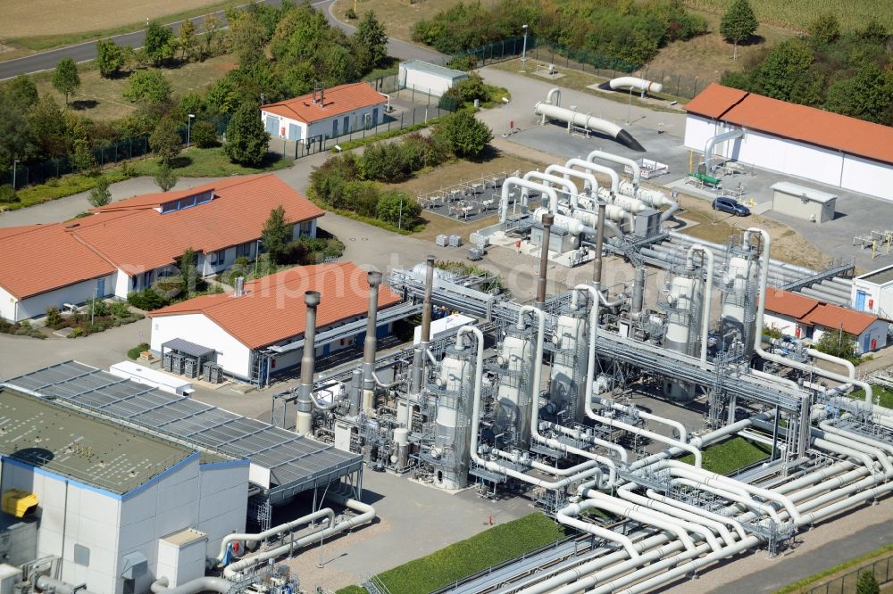 Mallnow from the bird's eye view: Compressor station and pumping station for Erdgasder GASCADE Gastransport GmbH in Mallnow in Brandenburg