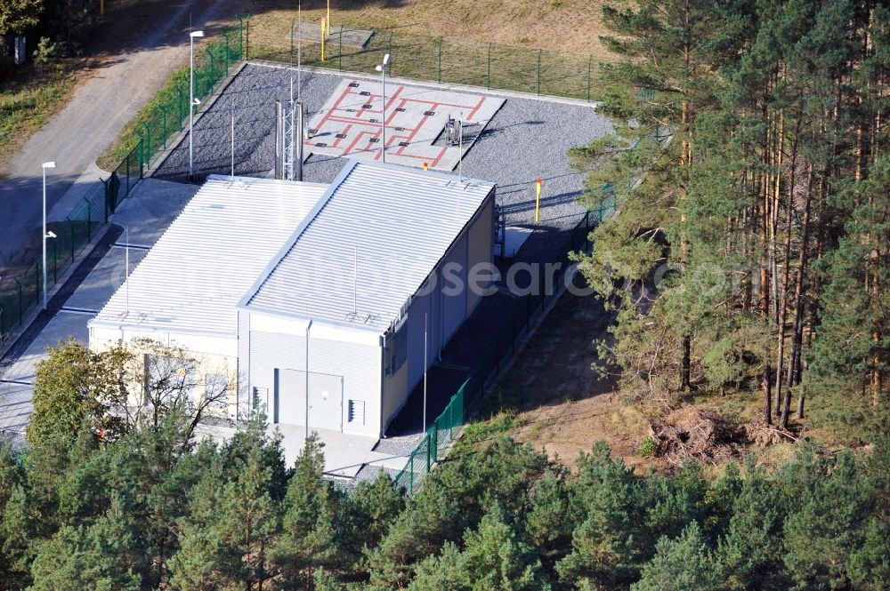 Mühlenbeck OT Summt from above - A compressor station laid underground gas line in Mühlenbeck in Brandenburg