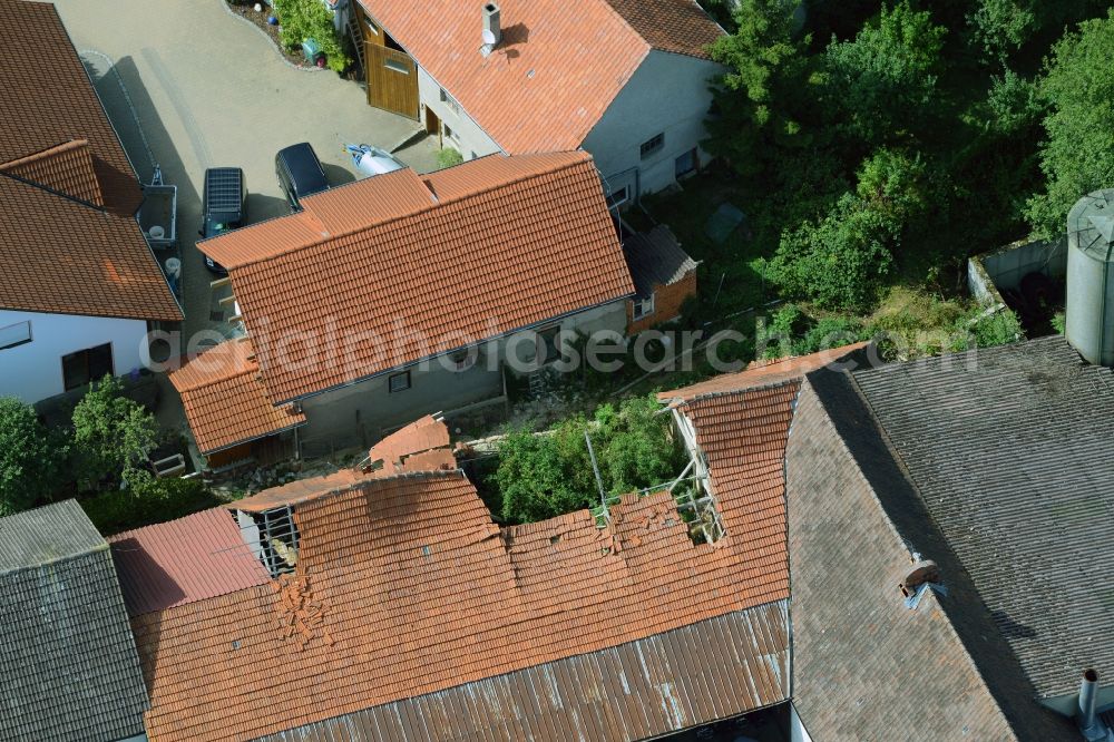 Aerial image Dischingen - Decaying barn with tree in the Demmingen part of Dischingen in the state of Baden-Wuerttemberg