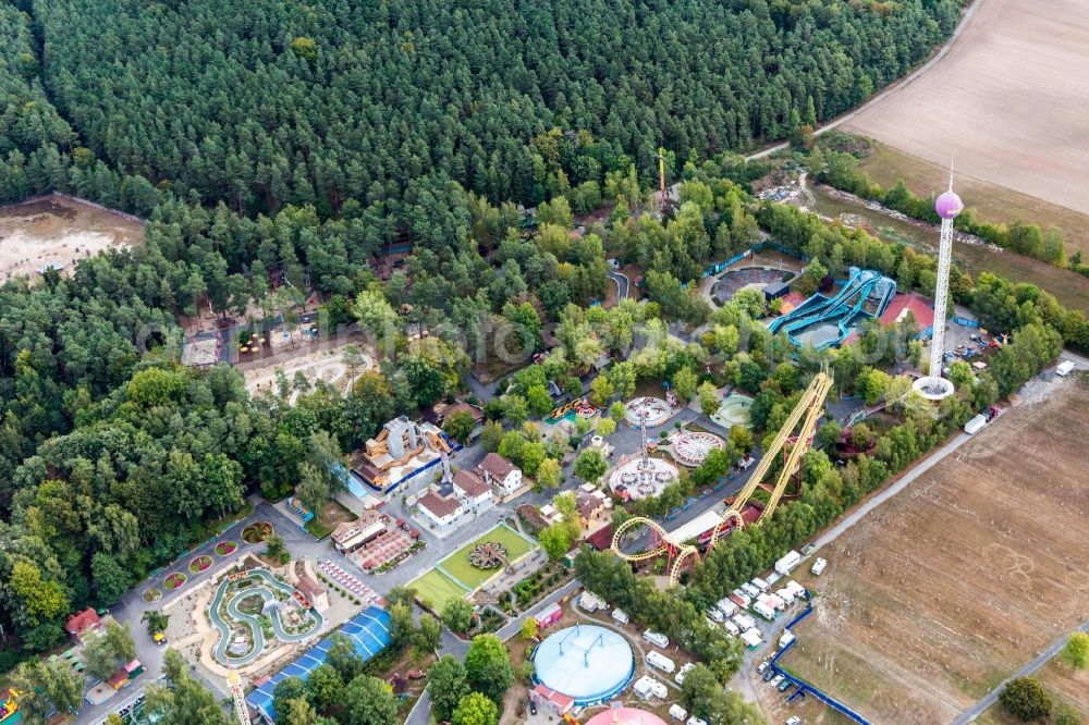 Aerial image Geiselwind - Leisure Centre - Amusement Park Freizeit-Land Geiselwind in Geiselwind in the state Bavaria, Germany