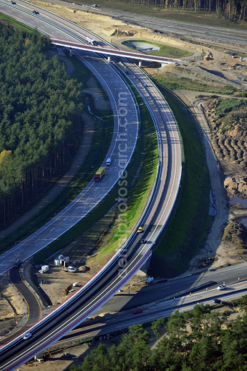 Aerial image Groß Ziethen - Construction site of the junction Havelland at the motorway A10 and A24 in the state Brandenburg