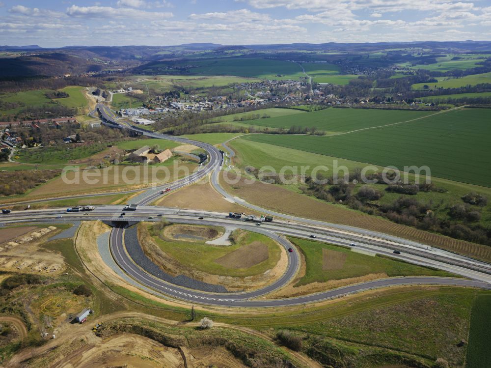 Aerial image Pirna - DEGES is currently building the federal road 172n from the B 172a as a southern bypass of Pirna in the federal state of Saxony, Germany